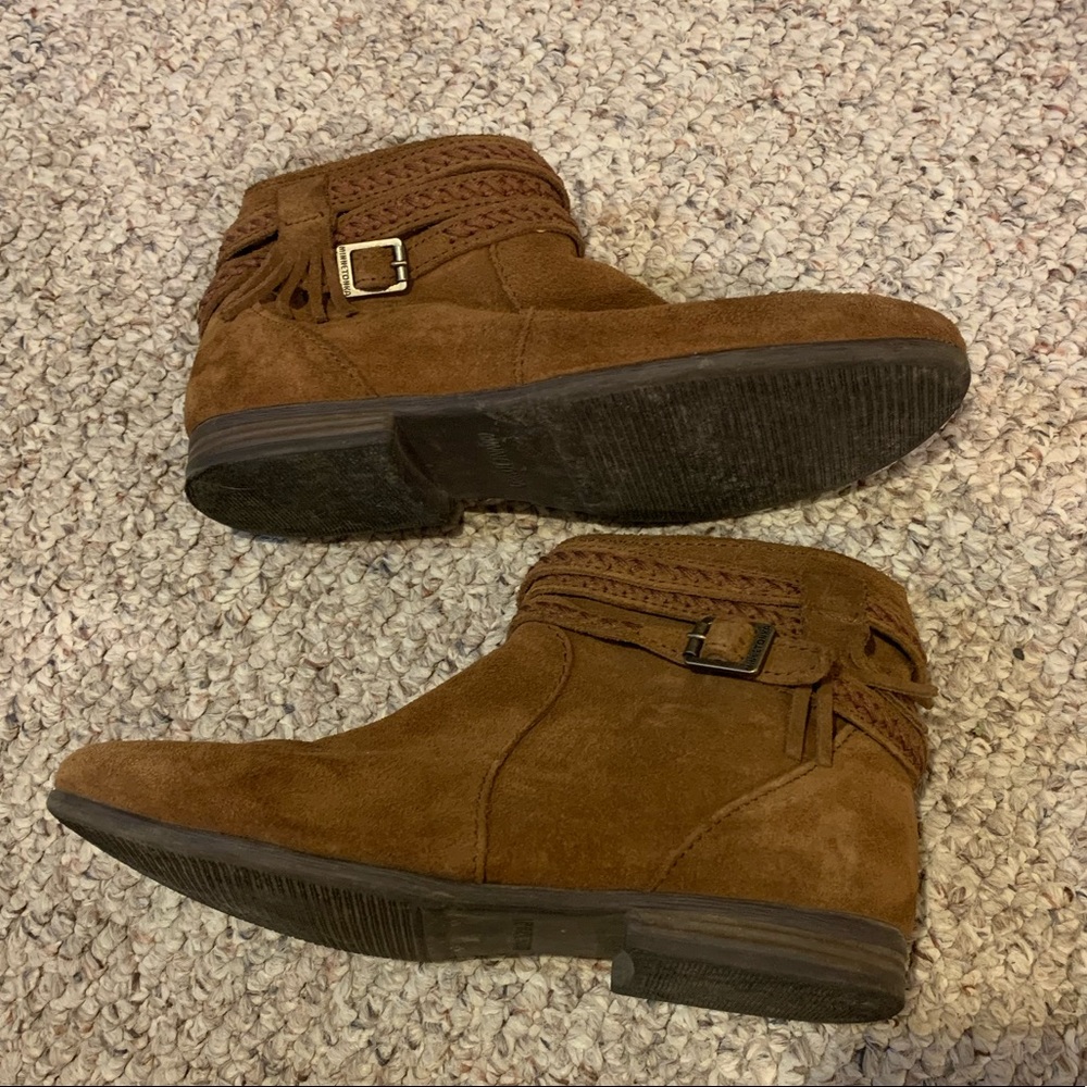 Brown suede Minnetonka ankle boots